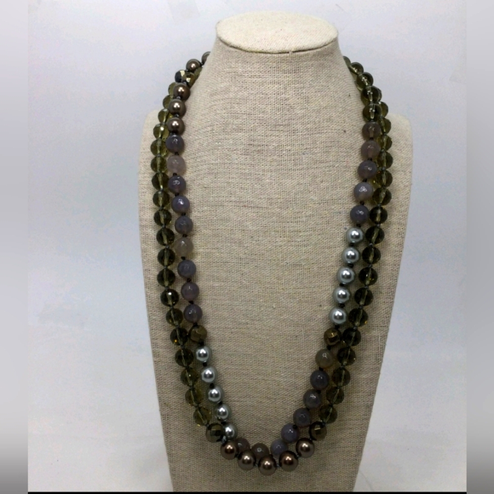 Stella & Dot Mixed Color Long Beaded Necklace NWOT 48"